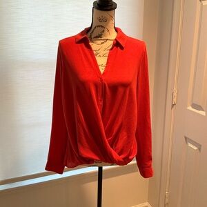 All in Favor Vibrant Orange Wrap Blouse